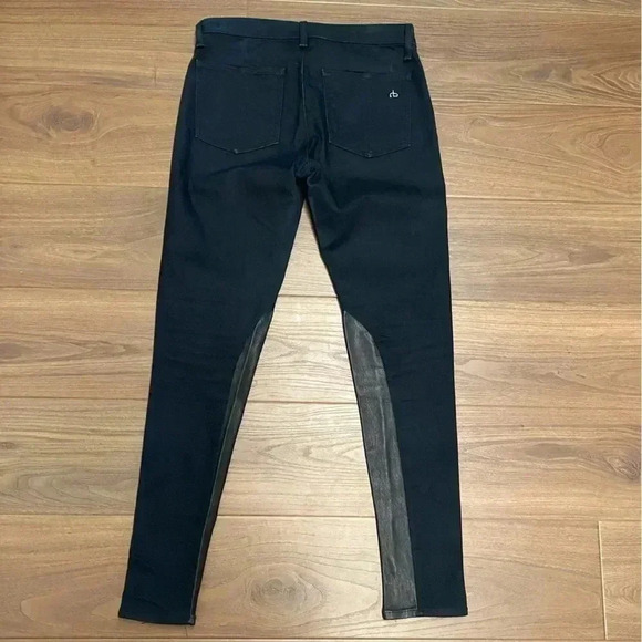 Rag & Bone women’s jodhpur skinny jeans leggings midnight size 28 leather inset - Picture 4 of 9